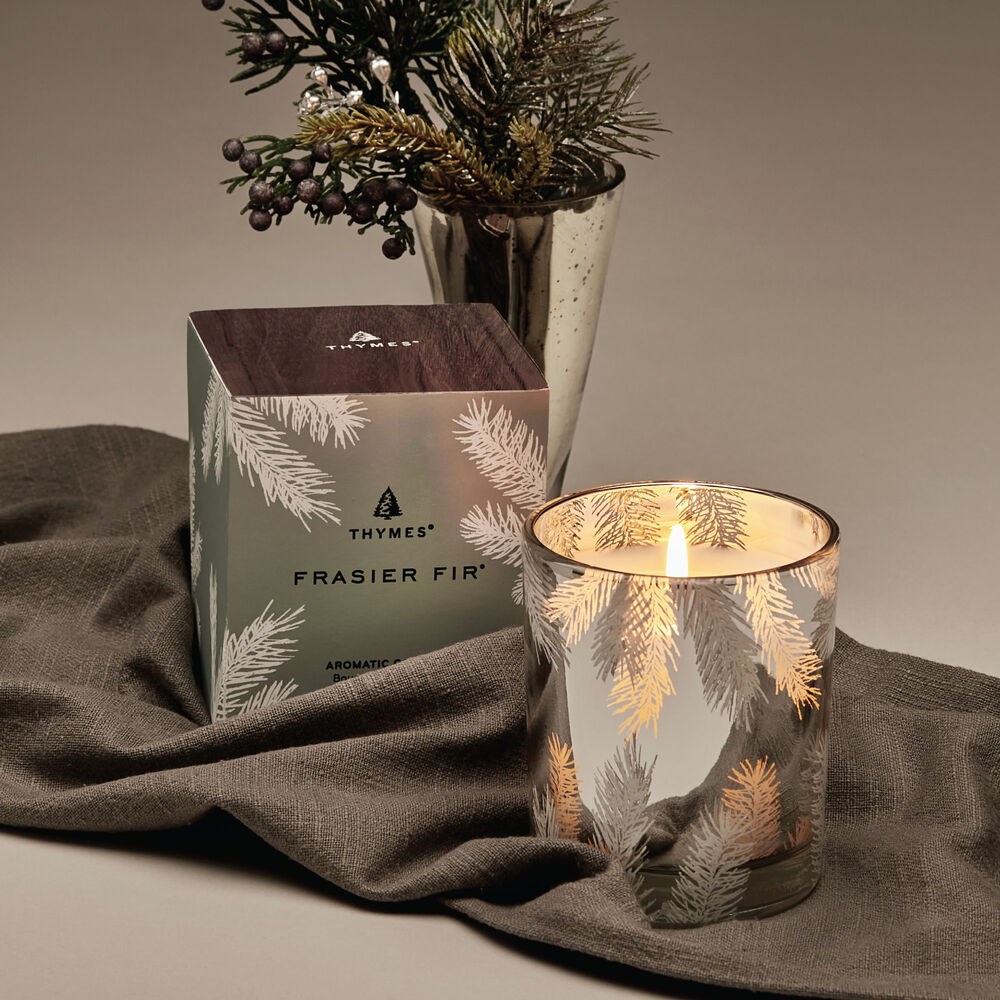 Thymes Frasier Fir Statement Poured Candle Lit On Display image number 2